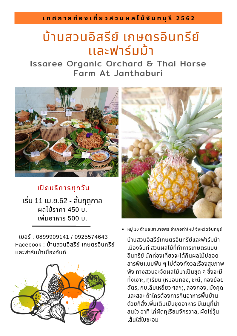 บ้านสวนอิสรีย์ เกษตรอินทรีย์เเละฟาร์มม้าเมืองจันท์ ( Issaree Organic Orchard&Thai Horse Farm At Jantaburi )